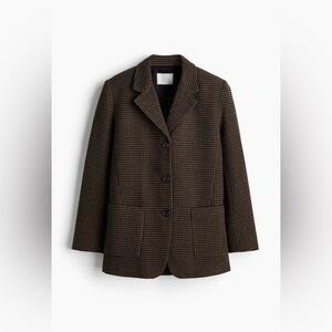 NWOT H&M Felted Wool-Blend Oversized Houndstooth Blazer Size S Tailored Jacket
